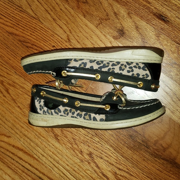 Sperry Top-Sider Black with Leopard print Size:7M - Picture 6 of 8